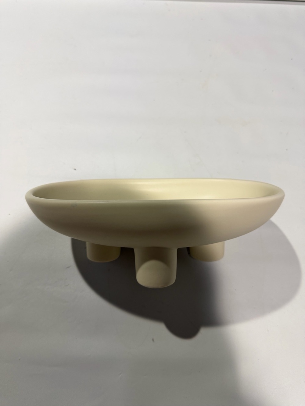 Contemporary Cream Ceramic Footed Decorative Bowl